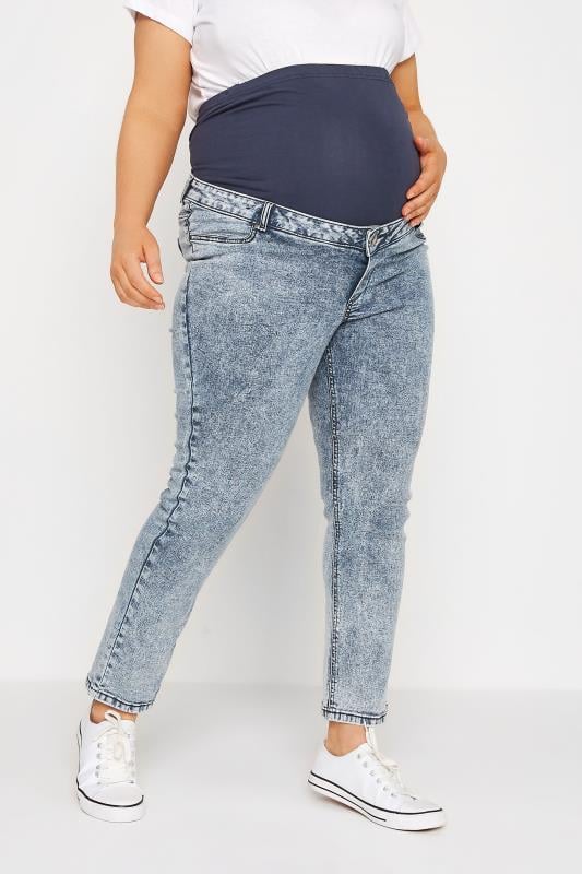 evans BUMP IT UP MATERNITY Curve Bleach Blue Stretch Mom Jeans