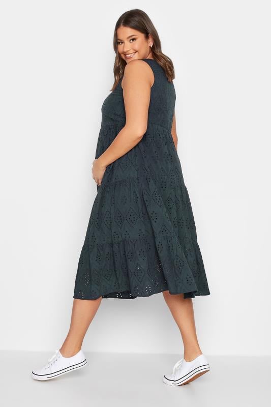 Evans BUMP IT UP MATERNITY Curve Navy Blue Tiered Broderie Anglaise Dress