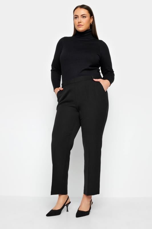 Evans Evans Black Elasticated Straight Leg Trousers