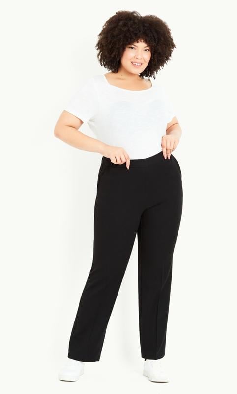Evans Evans Black Elasticated Straight Leg Trousers