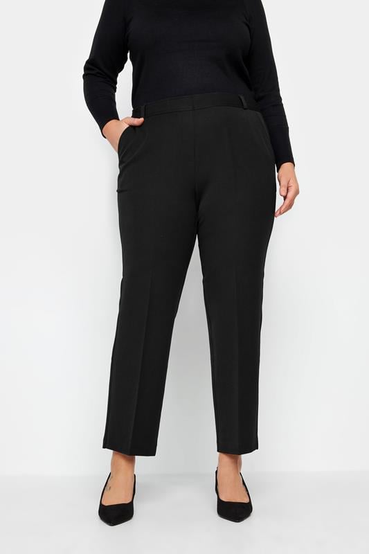 Evans Evans Black Elasticated Straight Leg Trousers