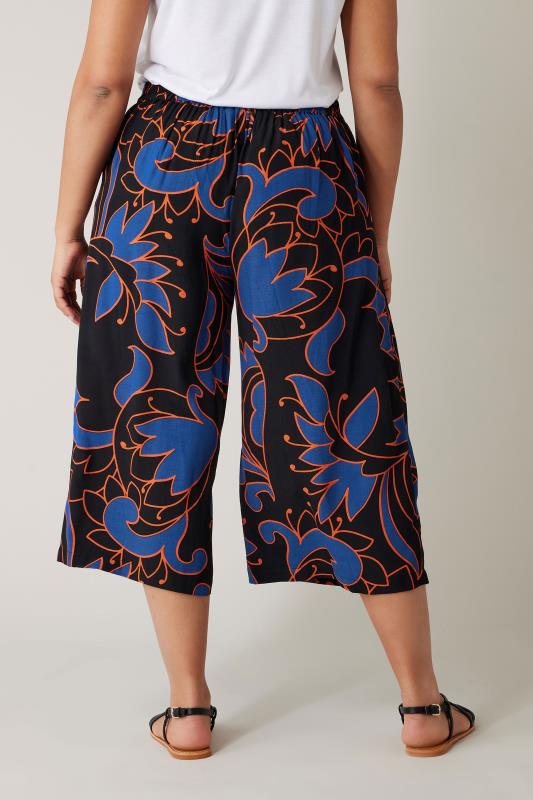 Evans EVANS Curve Black Abstract Print Crepe Wide Leg Trousers