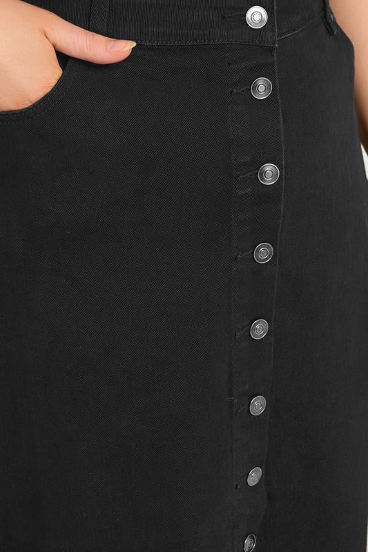 Evans EVANS Curve Black Button Through Denim Maxi Skirt