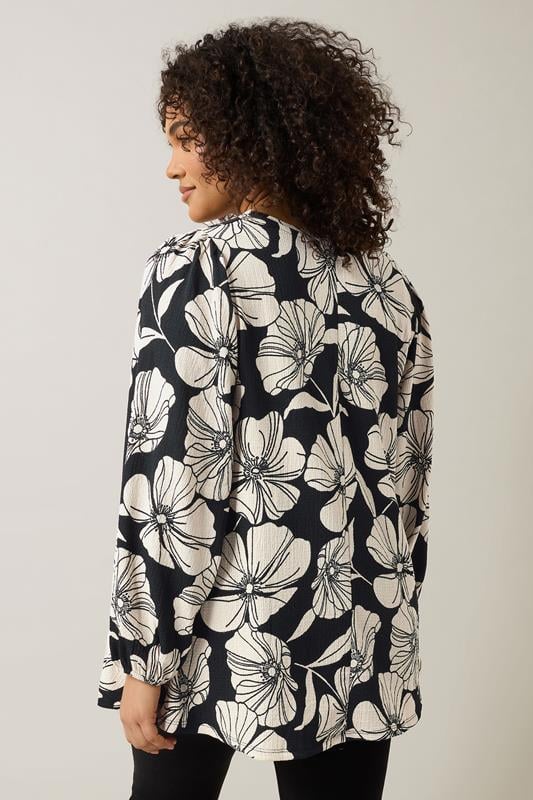 Evans EVANS Curve Black Contrast Floral Jersey Crepe Top