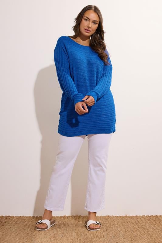 Evans EVANS Curve Cobalt Blue Batwing Sleeve Jumper
