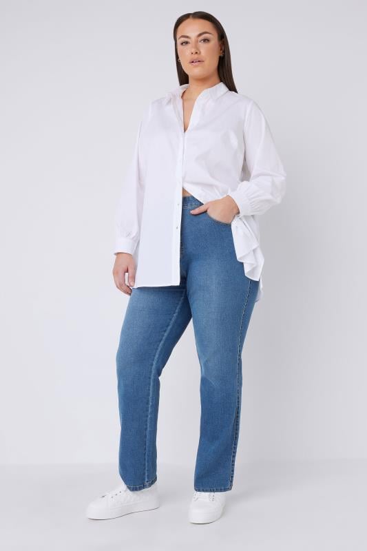 Evans EVANS Curve Fit Blue Mid Wash Straight Leg Jeans