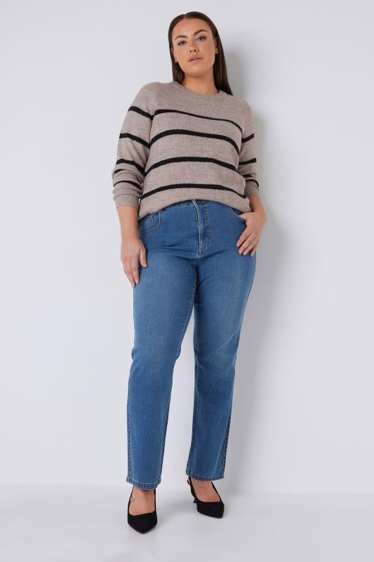 Evans EVANS Curve Fit Blue Mid Wash Straight Leg Jeans