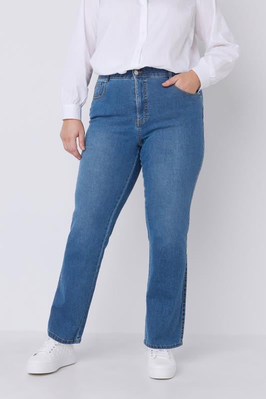 Evans EVANS Curve Fit Blue Mid Wash Straight Leg Jeans