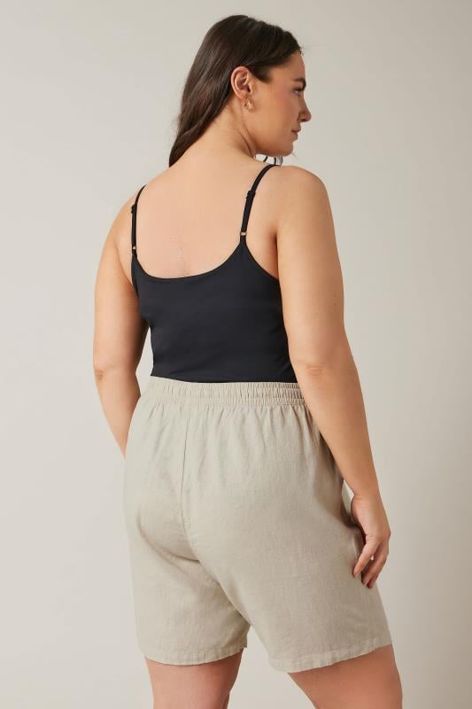 Evans EVANS Curve Natural Brown Linen Drawstring Tie Shorts