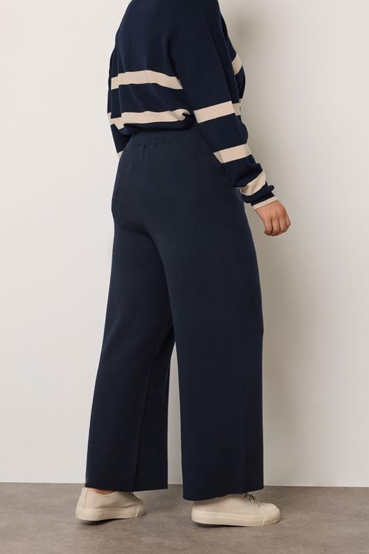 Evans EVANS Curve Navy Blue Luxury Knitted Trousers