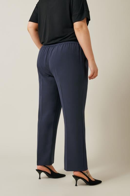 Evans EVANS Curve Navy Blue Wide Leg Tailored Trousers