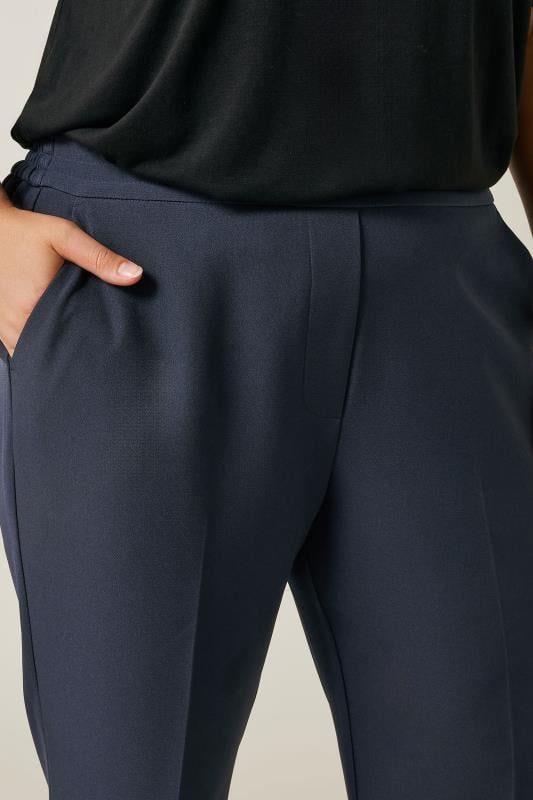 Evans EVANS Curve Navy Blue Wide Leg Tailored Trousers