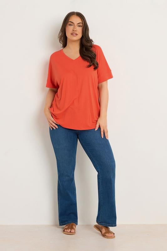 Evans EVANS Curve Orange Short Sleeve Modal Rich T-Shirt