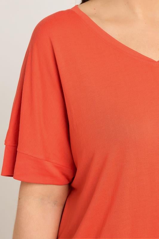 Evans EVANS Curve Orange Short Sleeve Modal Rich T-Shirt