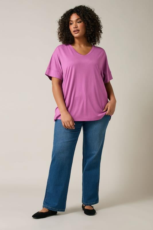 Evans EVANS Curve Pink Short Sleeve Modal Rich T-Shirt