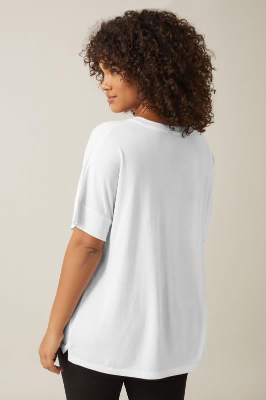 Evans EVANS Curve White Short Sleeve Modal Rich T-Shirt