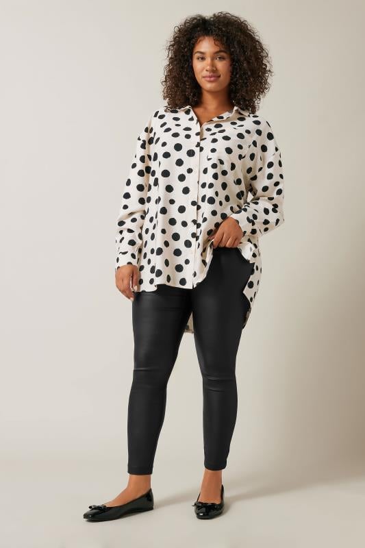 Evans EVANS Curve Black Coated Pull On Trousers