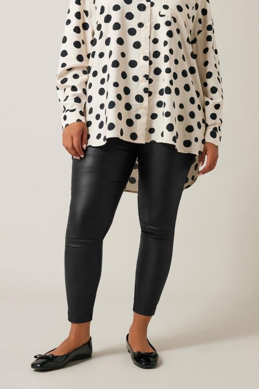 Evans EVANS Curve Black Coated Pull On Trousers