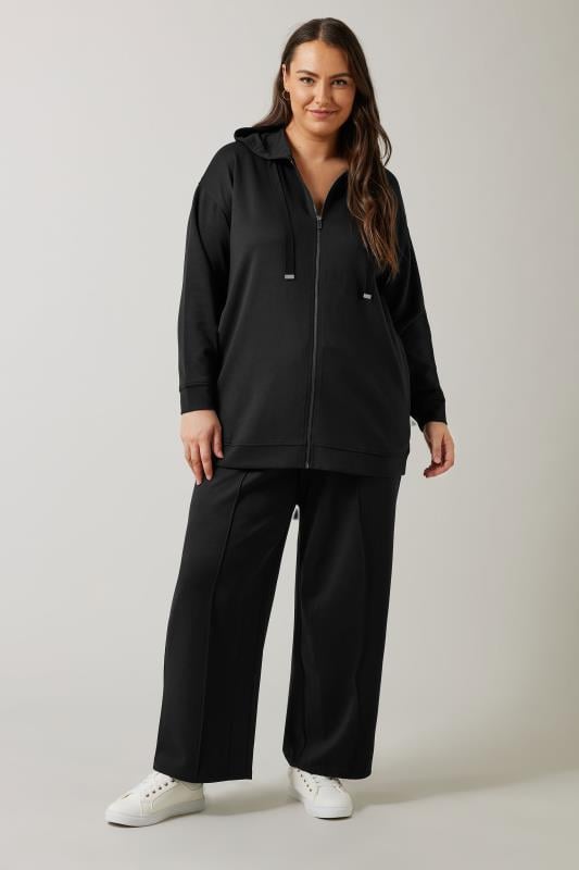 Evans EVANS Curve Black Luxe Wide Leg Joggers