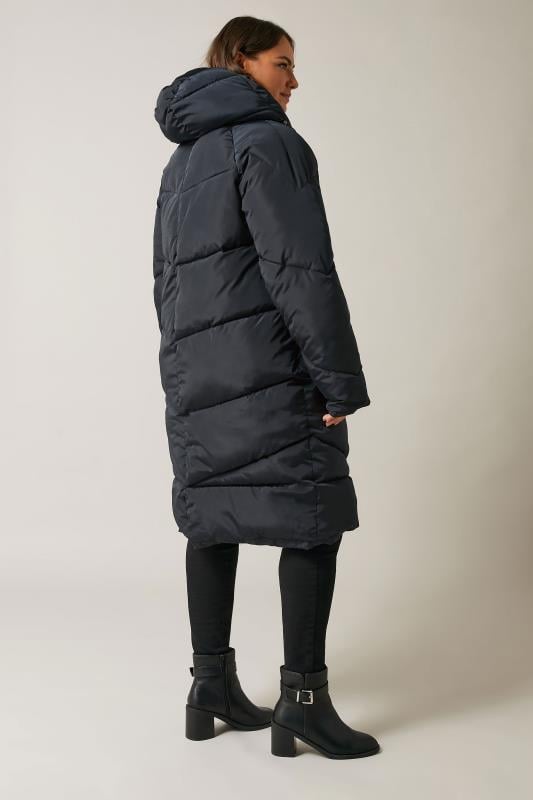 Evans EVANS Curve Black Padded Midi Coat
