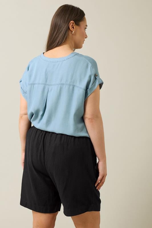 Evans EVANS Curve Black Premium Linen Shorts