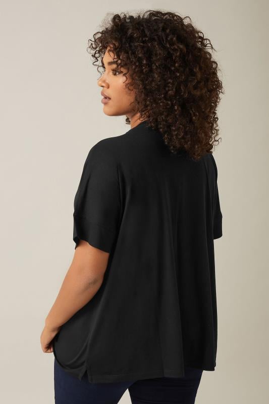 Evans EVANS Curve Black V-Neck Modal Rich T-Shirt