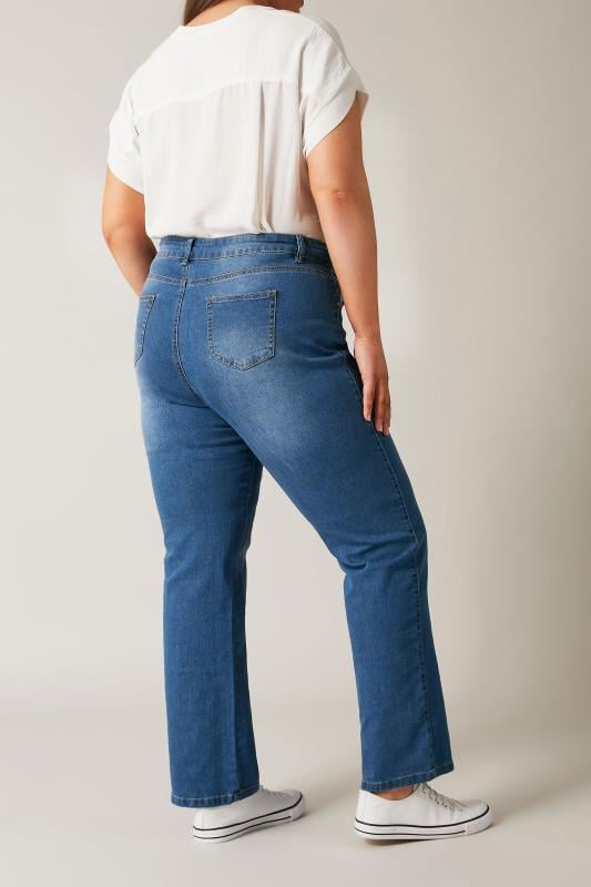 Evans EVANS Curve Blue Mid Wash Straight Leg Jeans