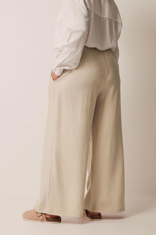 Evans EVANS Curve Cream Wide Leg Trousers