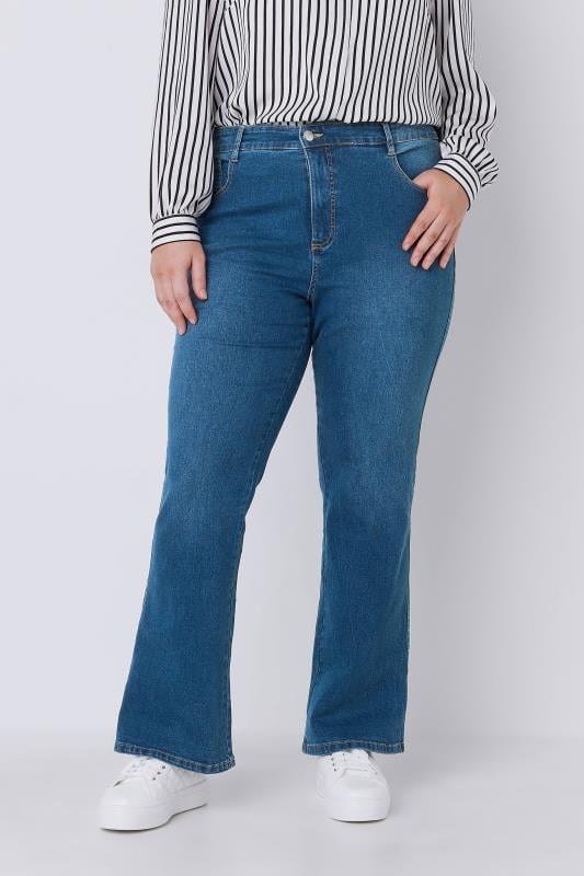 evans EVANS Curve Fit Blue Mid Wash Bootcut Jeans