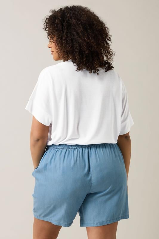Evans EVANS Curve Light Blue Lyocell Denim Shorts