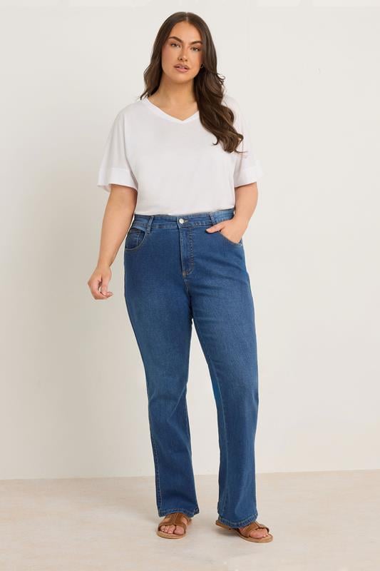 Evans EVANS Curve Mid Blue Denim Bootcut Jeans