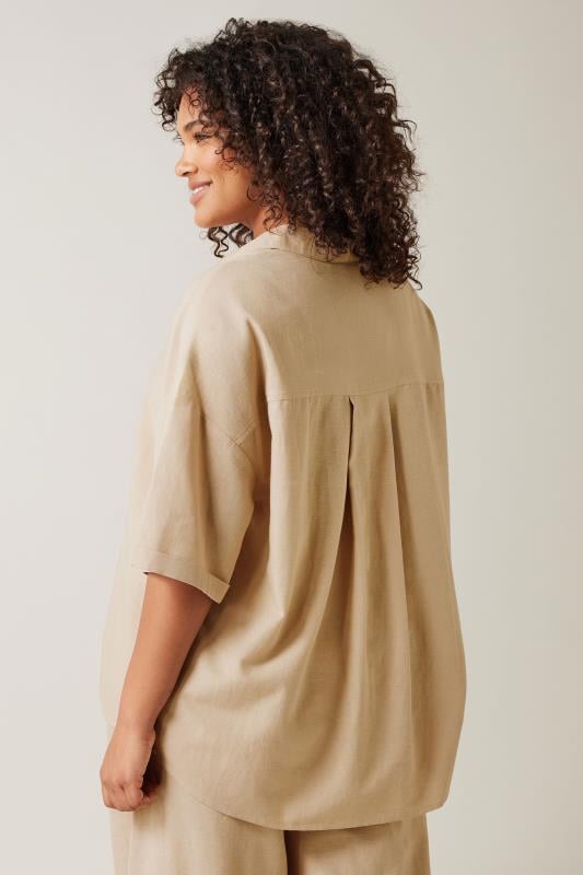 Evans EVANS Curve Natural Brown Linen Shirt