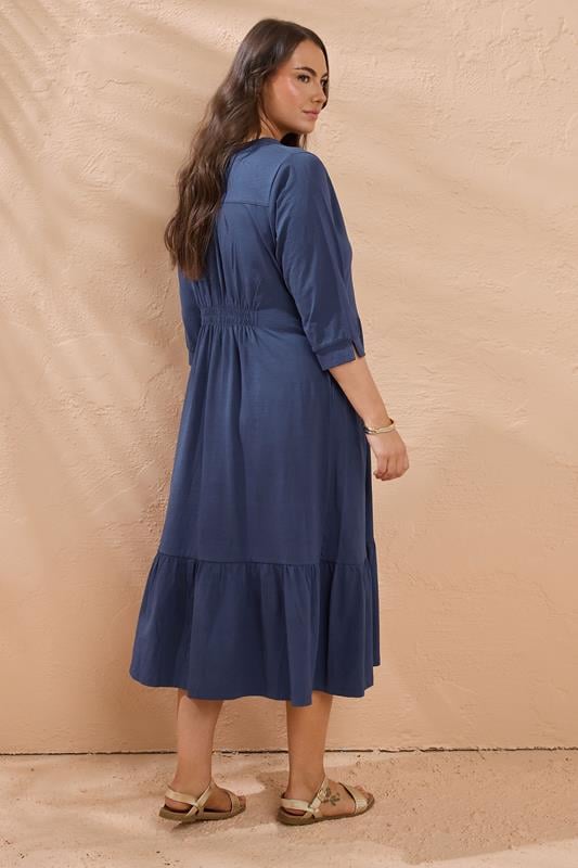 Evans EVANS Curve Navy Blue Tiered Cotton Dress