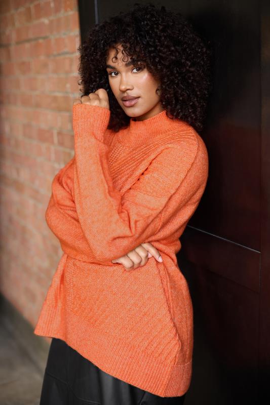 evans EVANS Curve Orange High Neck Knitted Jumper