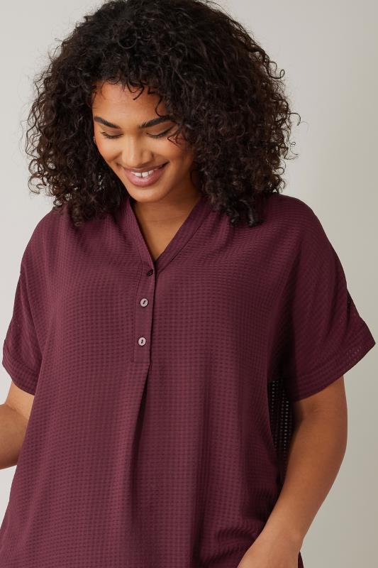 Evans EVANS Curve Purple Woven Check Blouse