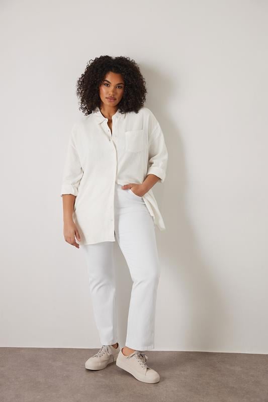 Evans EVANS Curve White Denim Straight Leg Jeans