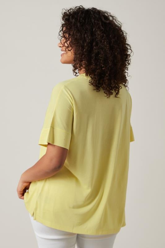 Evans EVANS Curve Yellow V-Neck Modal Rich T-Shirt