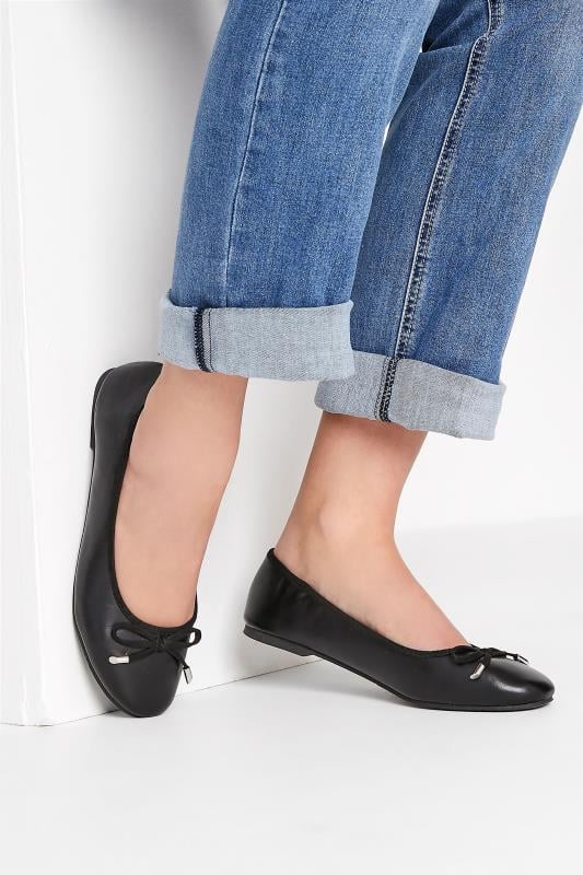 Evans LTS Black Ballerina Pumps In Standard Fit