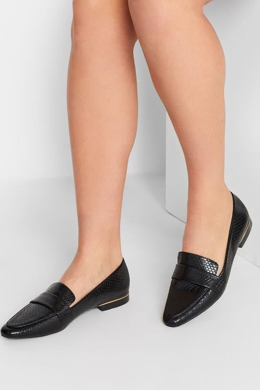 evans LTS Black Metal Trim Loafers In Standard Fit