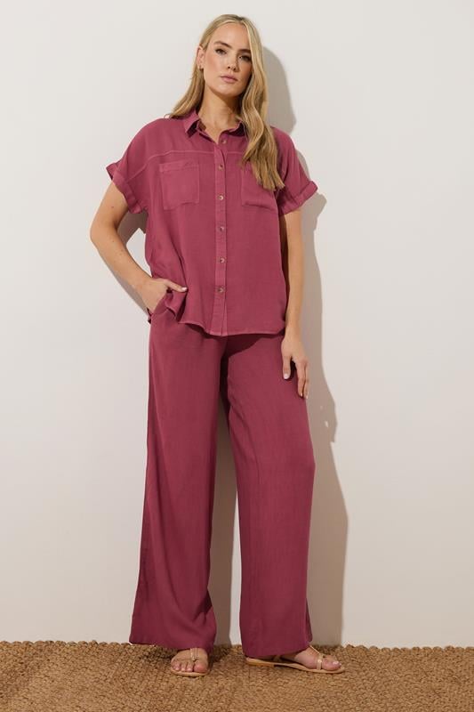 Evans LTS Tall Berry Red Acid Wash Pocket Shirt
