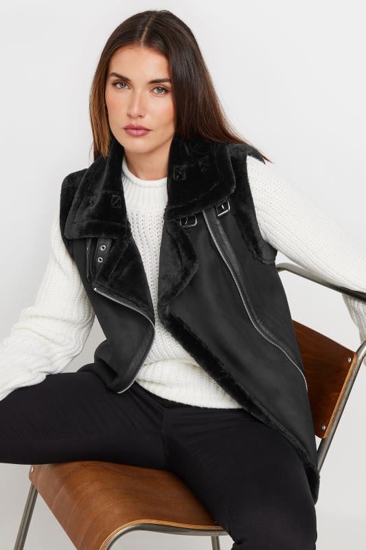 evans LTS Tall Black Aviator Gilet Jacket