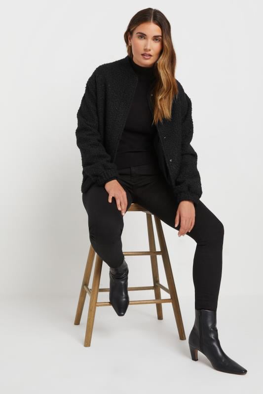 Evans LTS Tall Black Boucle Bomber Jacket