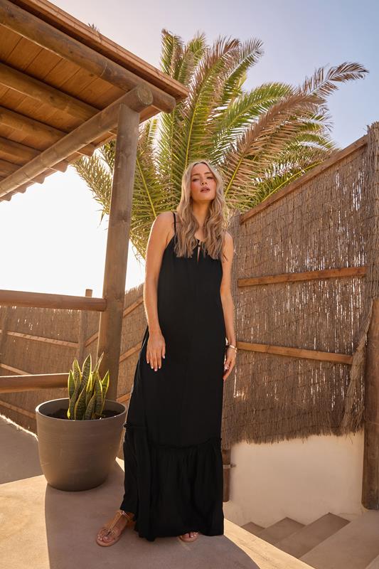 evans LTS Tall Black Halter Neck Maxi Dress