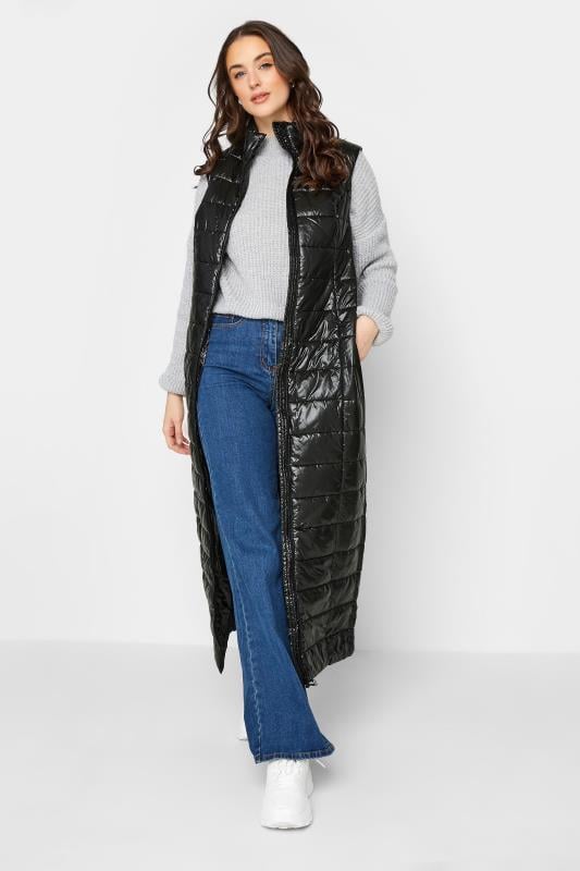 Evans LTS Tall Black High Shine Maxi Puffer Gilet