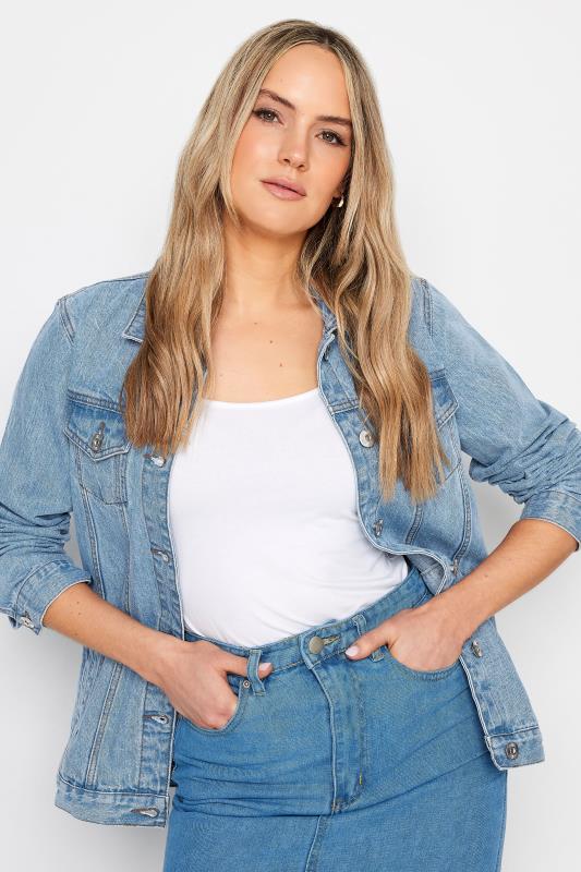 Evans LTS Tall Blue Mid Wash Denim Jacket