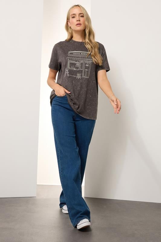 Evans LTS Tall Brown Washed Coffee Graphic T-Shirt