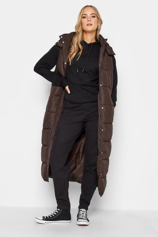 Evans LTS Tall Chocolate Brown Midaxi Padded Gilet