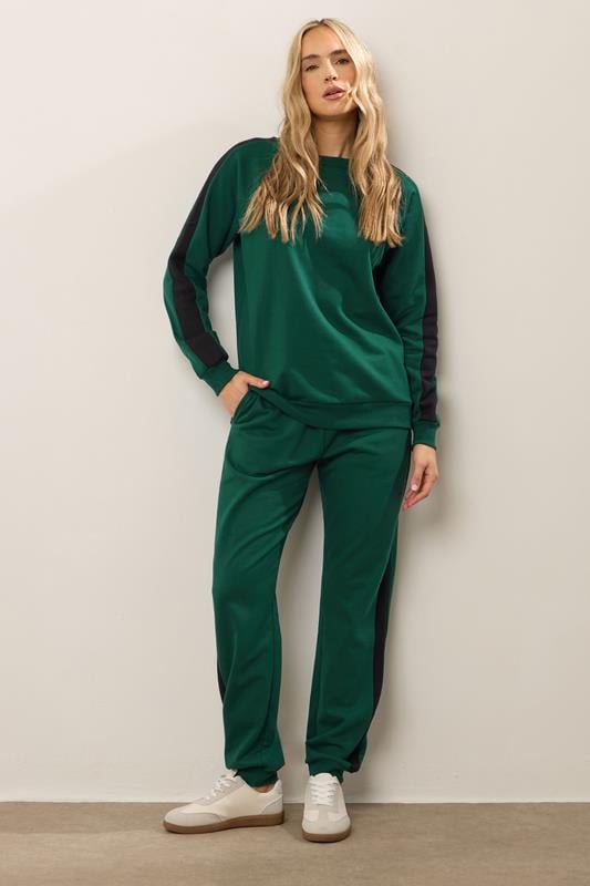 evans LTS Tall Green Colour Block Cuffed Joggers