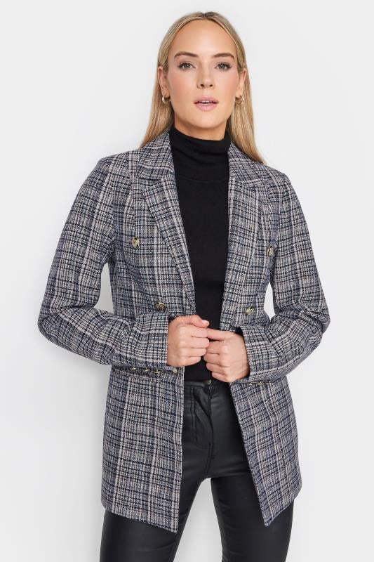 evans LTS Tall Grey Boucle Button Detail Blazer