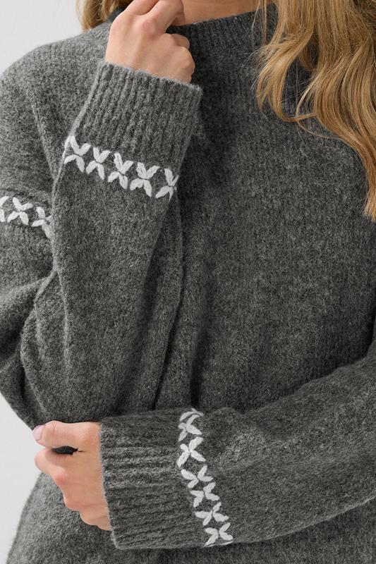 Evans LTS Tall Grey Knitted Cross Stitch Jumper